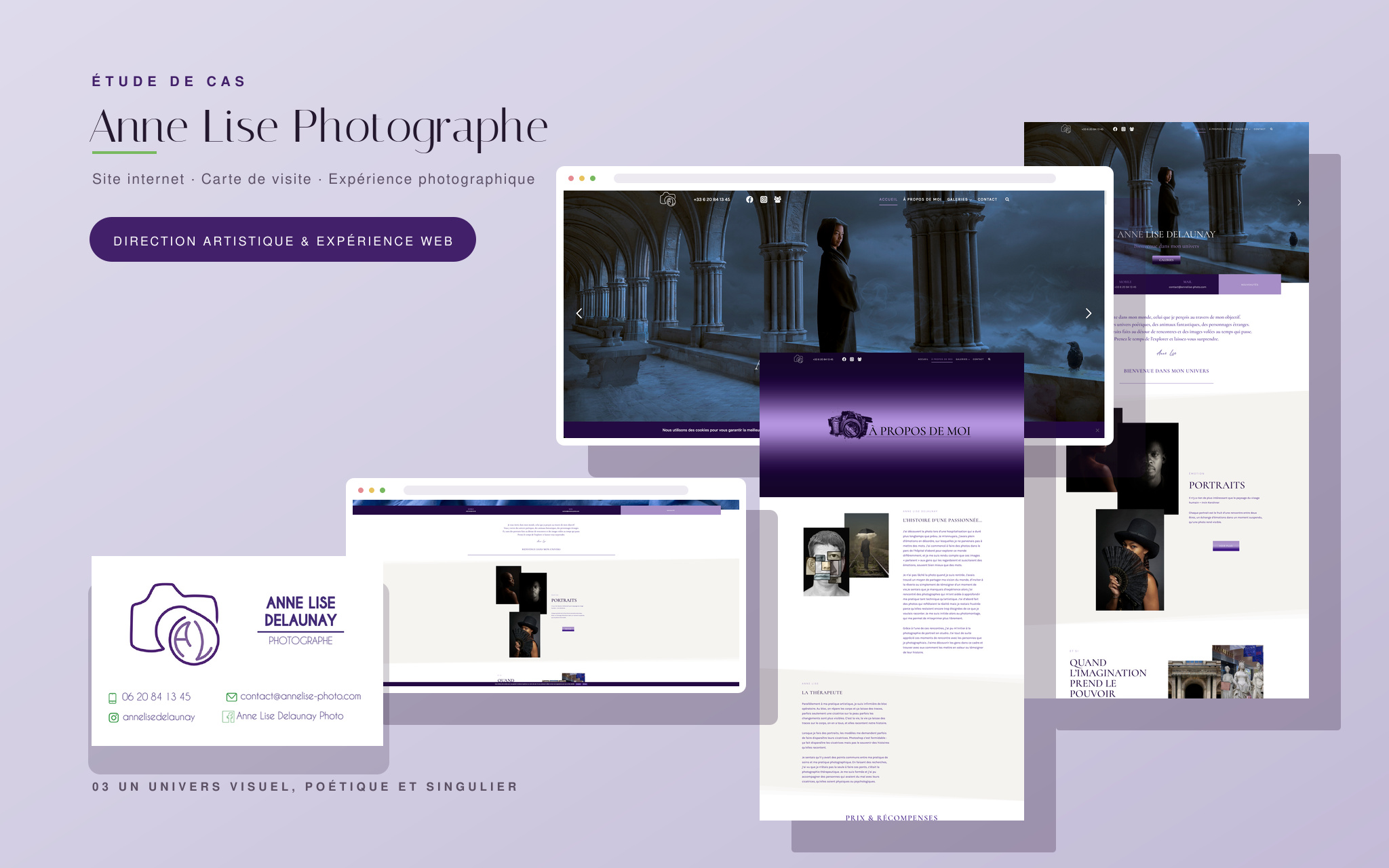 Identité visuelle, site internet et supports de communication de la photographe Anne-lise